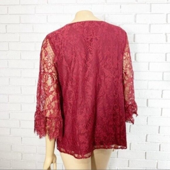 ModCloth Burgundy Through the Bluebells Lace Top - Size XL - Picture 4 of 8